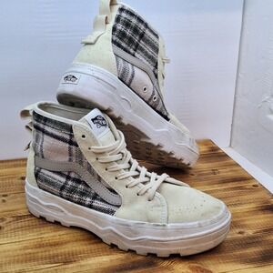 Women's Size 6.5 - Rare Vans Sentry Sk8‎ Hi Plaid Turtle Dove Ultra Cush Shoes